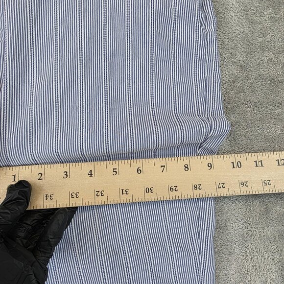 Chico's Pants Womens 8 Blue White Striped Straight Leg Stretch Side Slit Hem - Picture 8 of 14